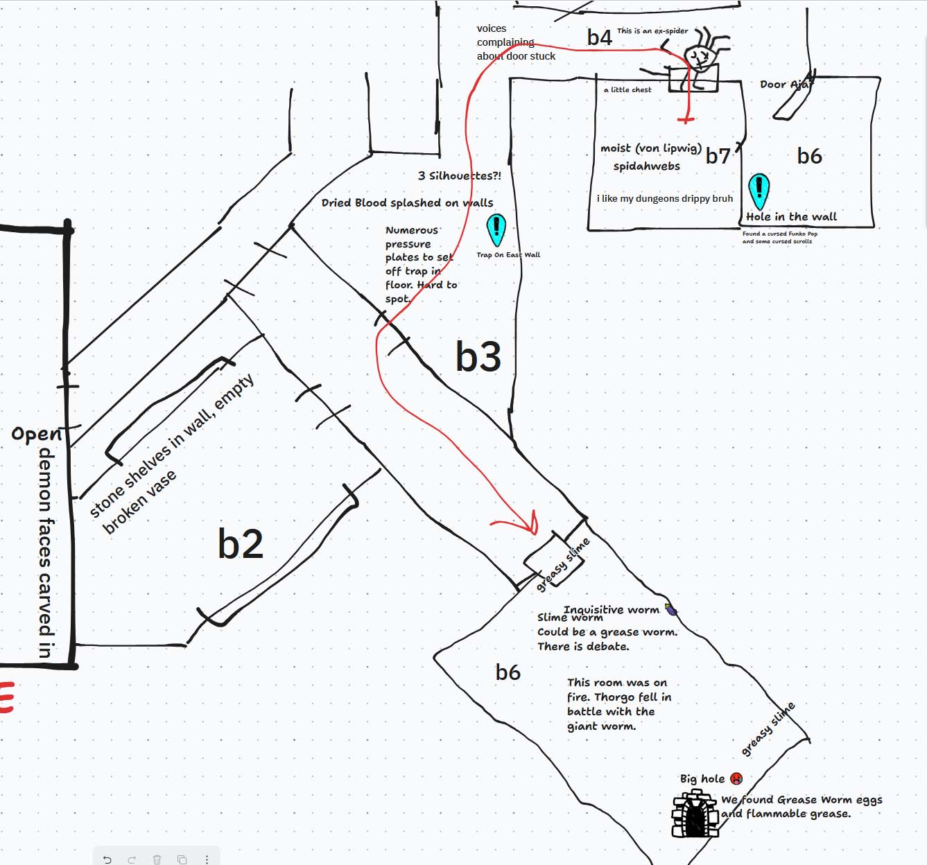 Another hand-drawn map of the dungeon map.
