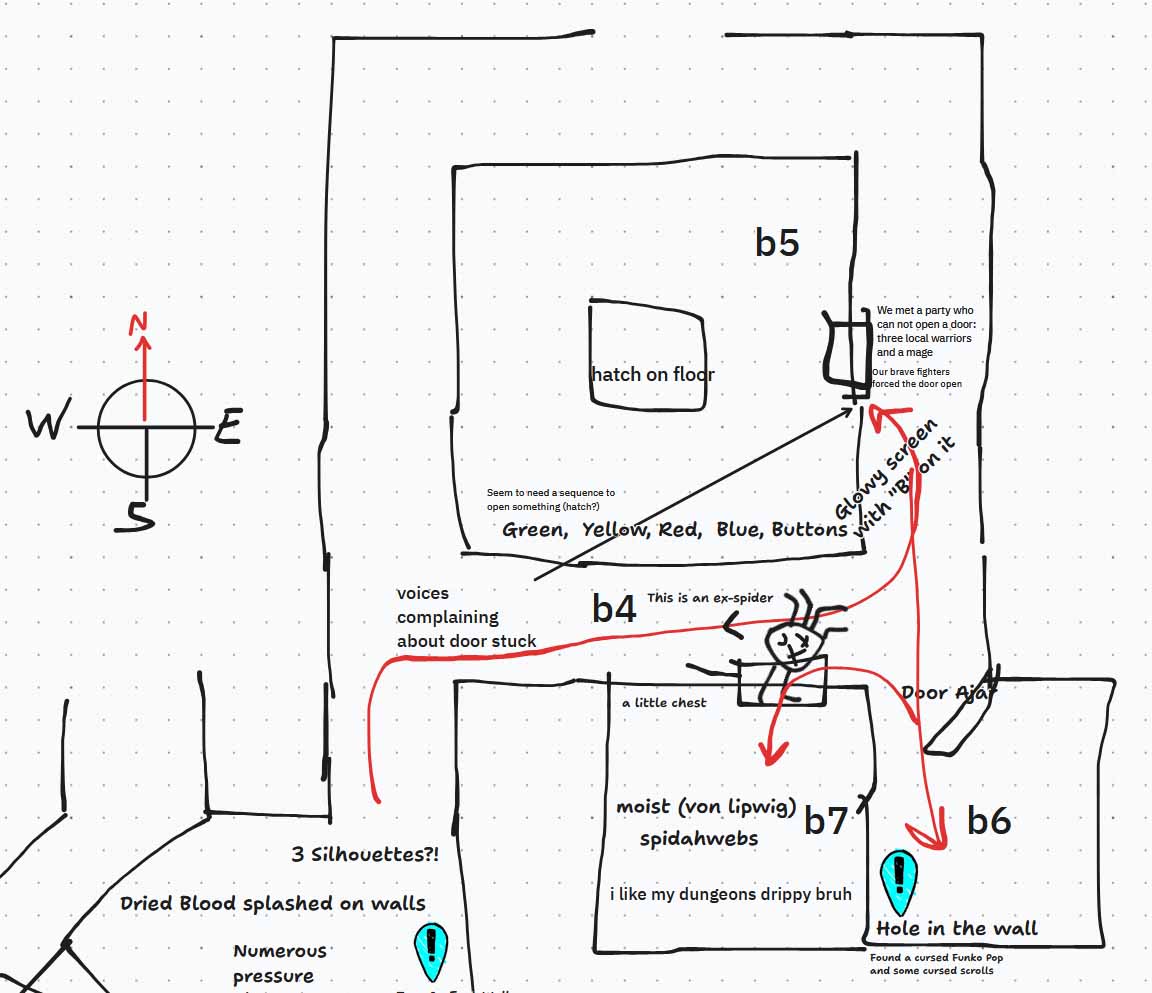 A drawing of a section of the dungeon map.