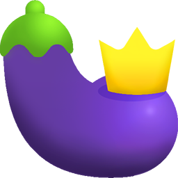 Graphical illustration of an eggplant, with a crown placed on the bulbous end